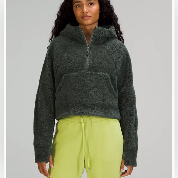 Lululemon Women's Scuba Oversized Half-Zip Fleece Hoodie in Smoked Spruce BNWT - Picture 4 of 10